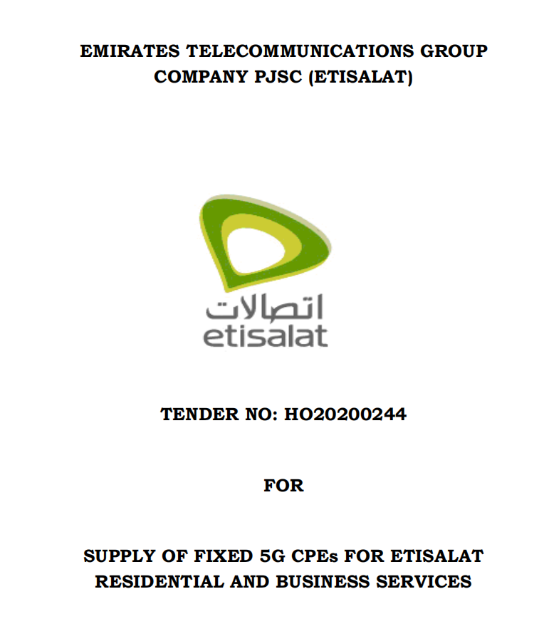 Qualfiber Have Been Invited by Etisalat for the 5G CPE Tender