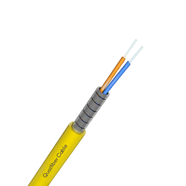 2 core spiral steel armored Indoor fiber optic cable