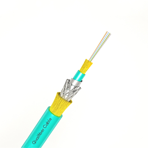 Mini Braiding Spiral steel tube with double sheath and kevlar Fiber optic cable